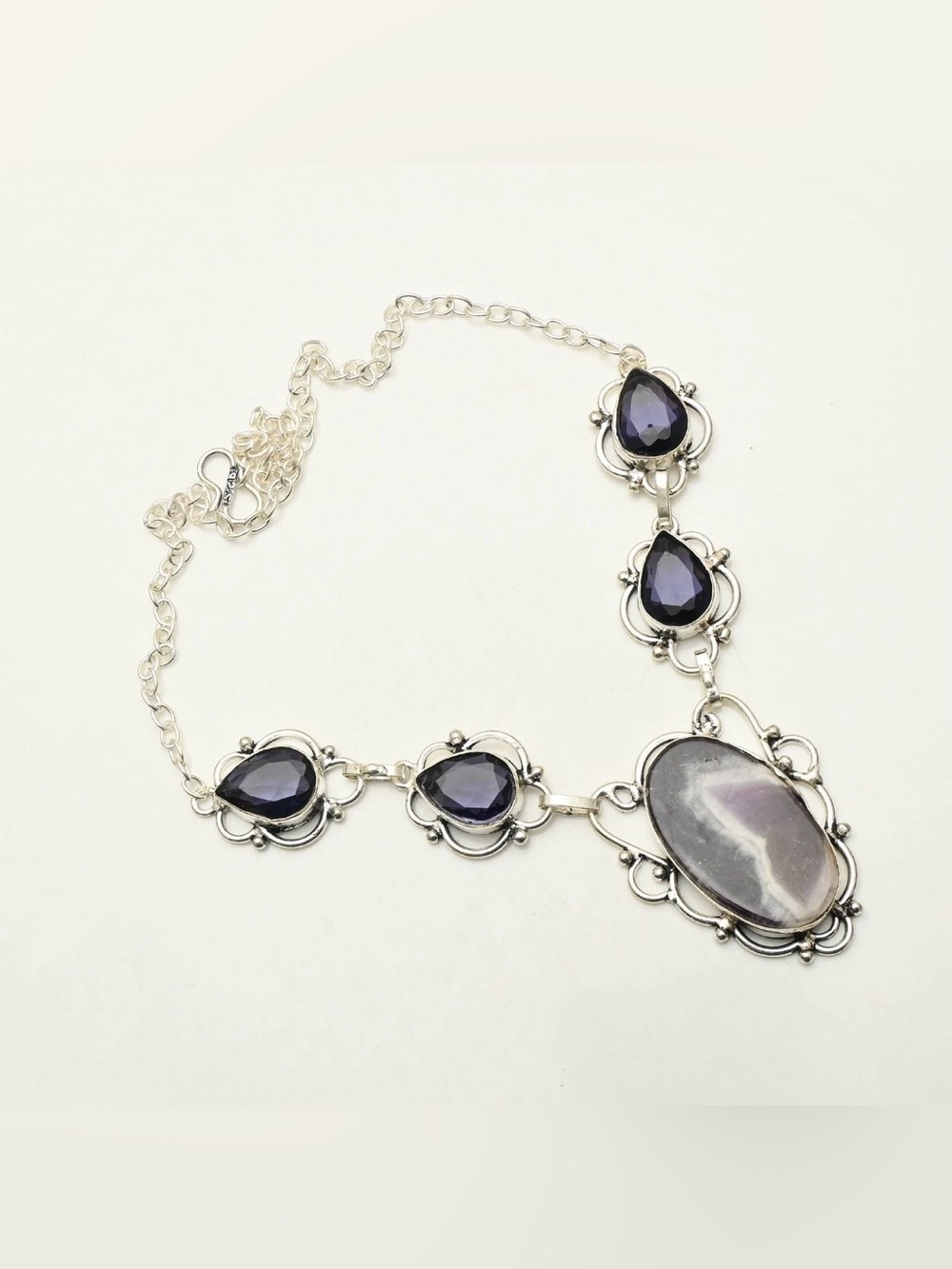 Amethyst Gemstone Ethnic Handmade Link Necklace